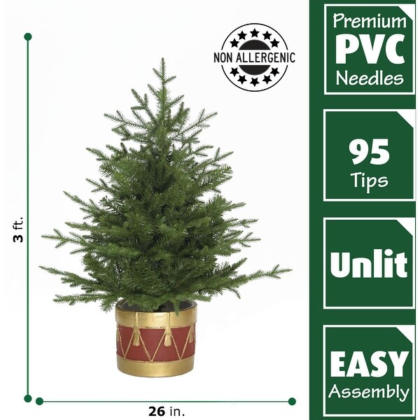 Fraser Hill Farm 3.0Ft Andirondack Potted Christmas Tree Décor