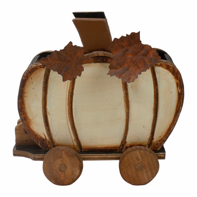 Fall Harvest Wooden Pumpkin Cart Tabletop Decoration