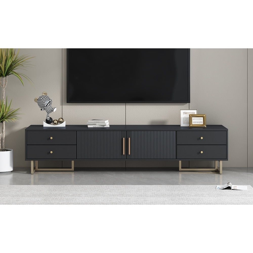 Modern TV Stand TV Media Console Table with 4 Storage Drawers for up to 75\