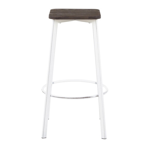 Clara Industrial Square Barstool in Vintage White ...