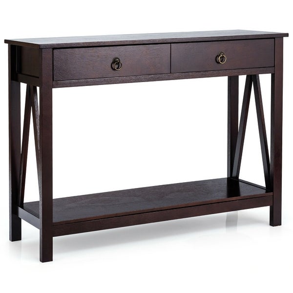 Gymax Console Table Accent Sofa Side Table with Drawer Shelf Entryway - 42'' x 14'' x 31''