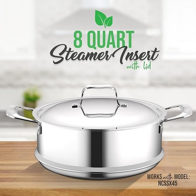 Nutrichef Steamer Insert With Lid Stainless Steel