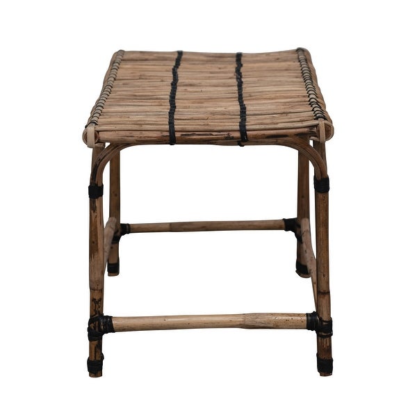 Hand-Woven Rattan Side Table or Bench