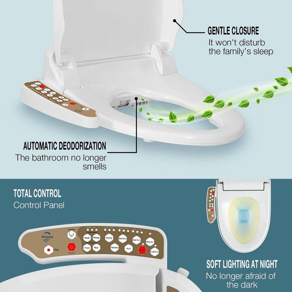 Puluomis Electric Bidet Seat for Elongated Toilet in White US-AS003-X