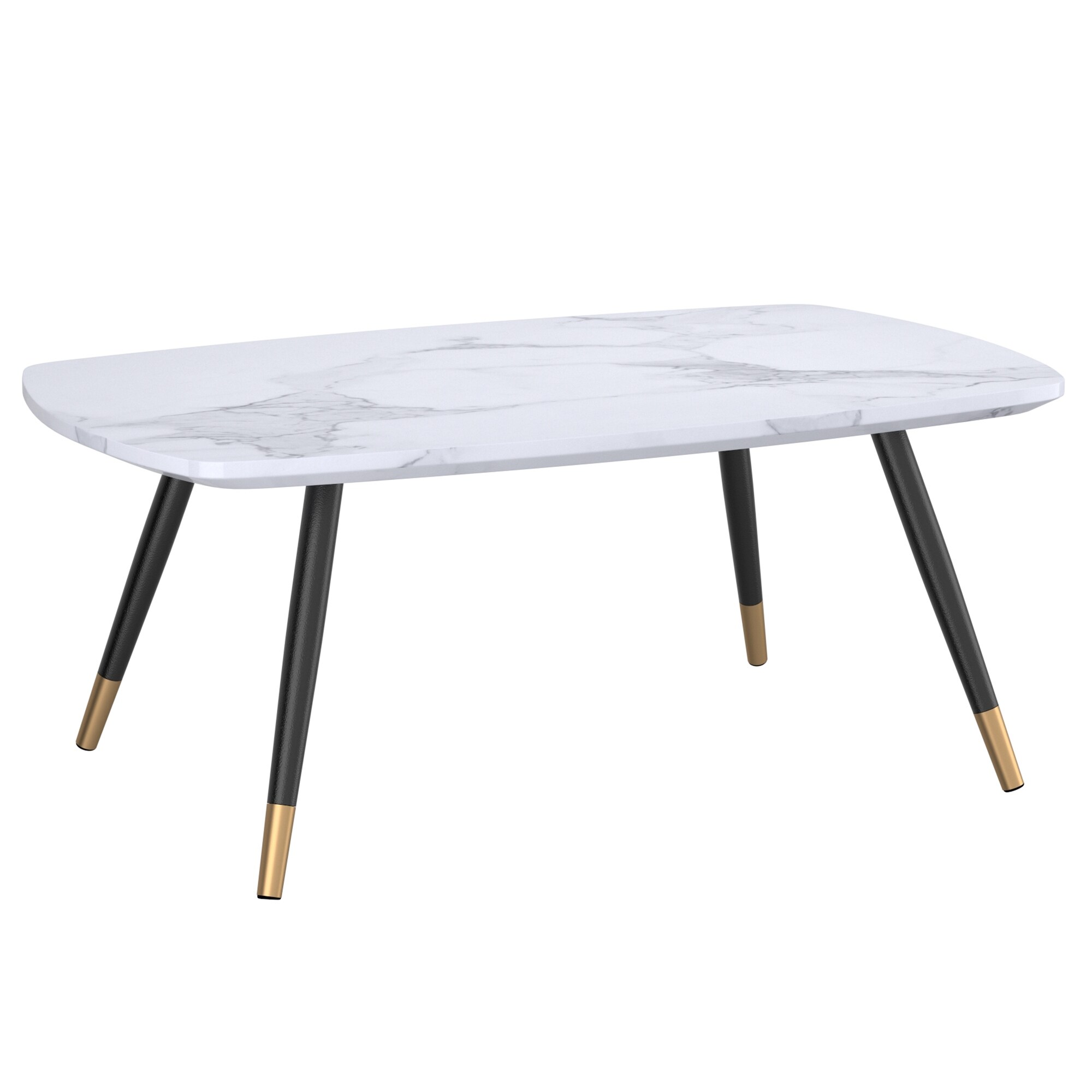 Contemporary MDF and Metal， Faux Marble Finish Rectangular Coffee Table