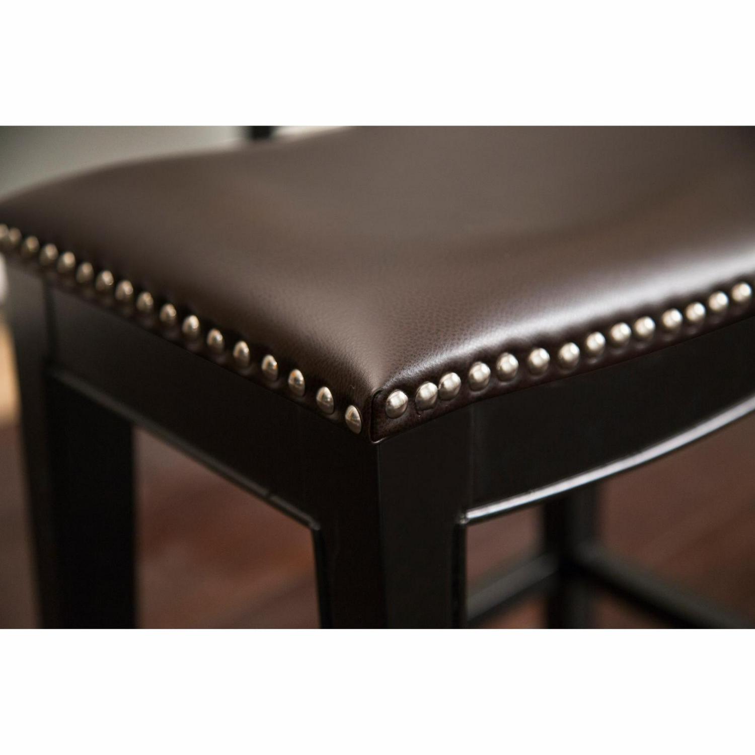 Abbyson Reagan Dark Brown Leather Nailhead Trim Counter Stool  Crowdfused