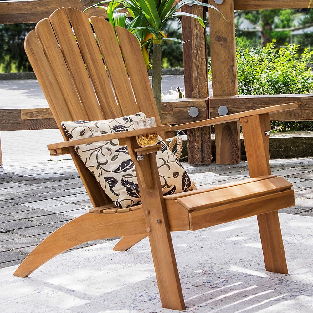 Cambridge Casual Richmond Teak Wood Adirondack Chair with Cup Holder