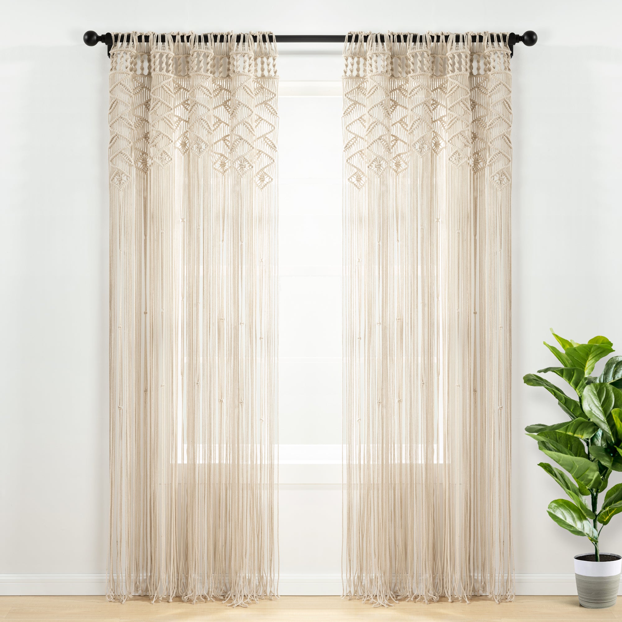 Boho Macrame Leaf Cotton Window Curtain