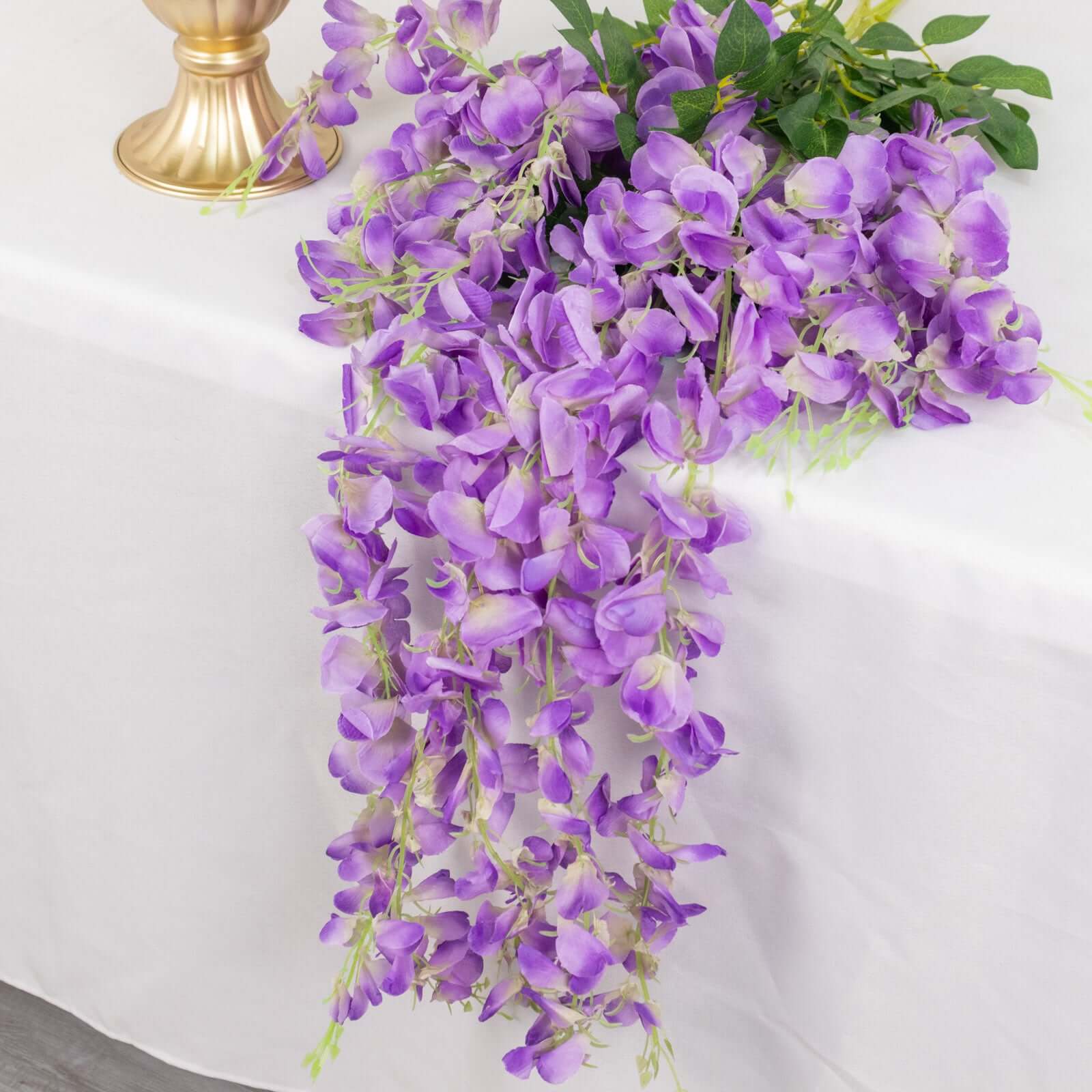 5 Pack Purple Artificial Silk Hanging Wisteria Flower Vines 44