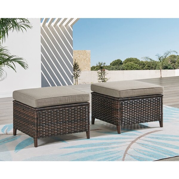 Pocassy 5Piece Outdoor Furniture Set，Swivel chairs with Ottomans