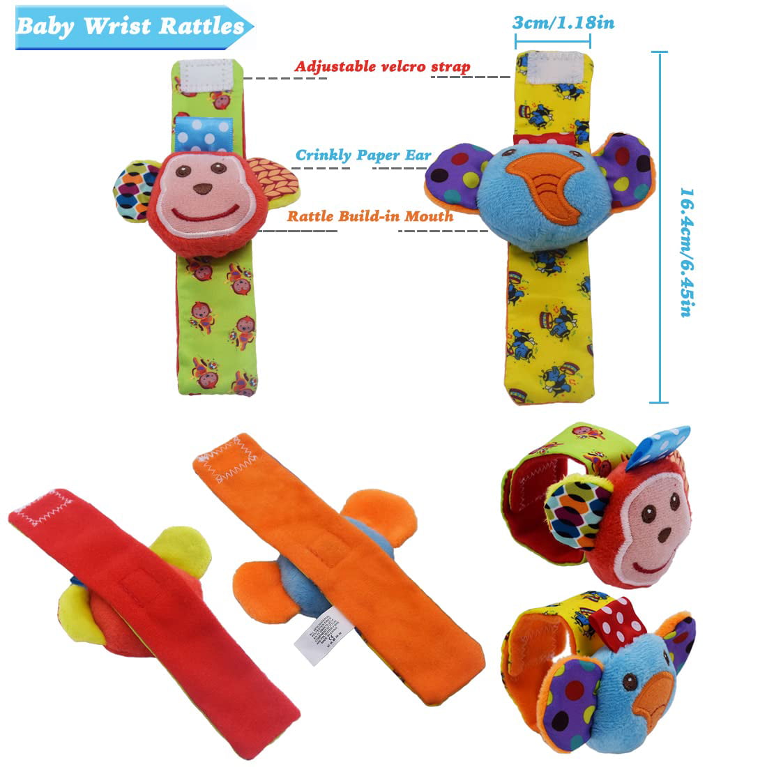 Toddler， Baby Toys， Infant Animal Newborn Toy， for Ages 0 3 6 9 12 Months Up. Hand Grip Toys with rattling Noises. Great for Children Hand and Eye Coordination