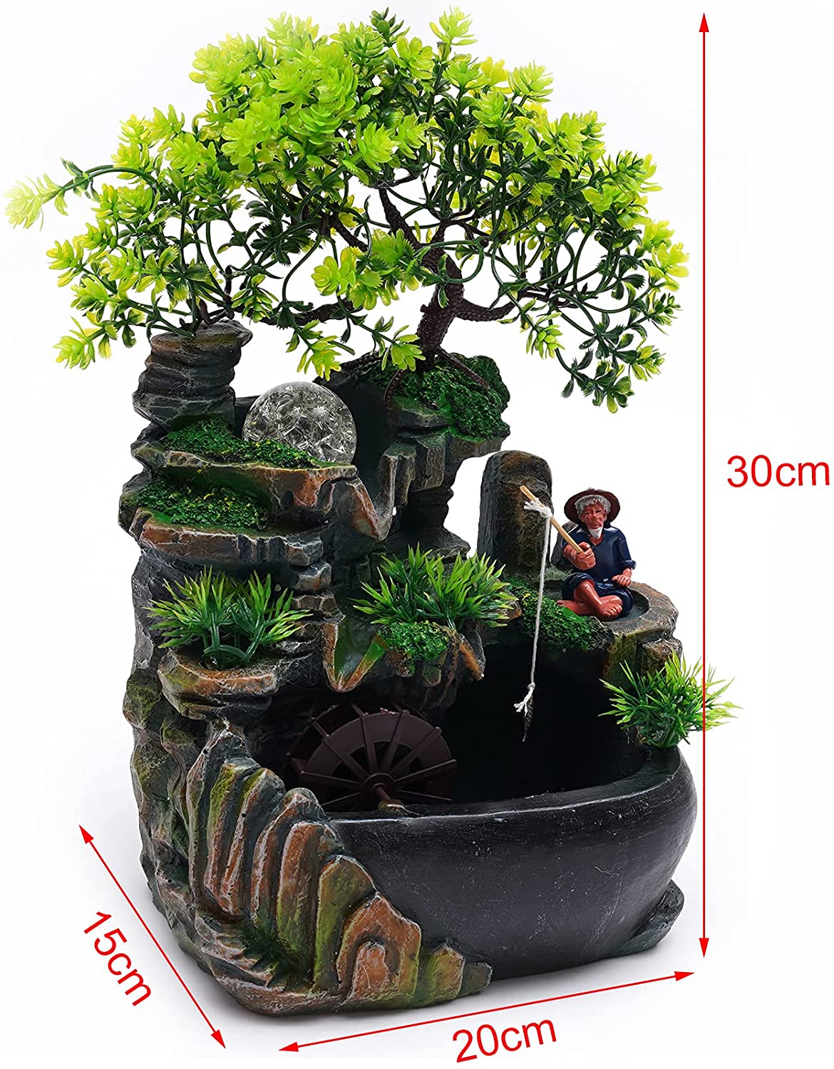 Miumaeov Ornament Rockery Fountain Waterfall Fengshui Desktop Zen Decor