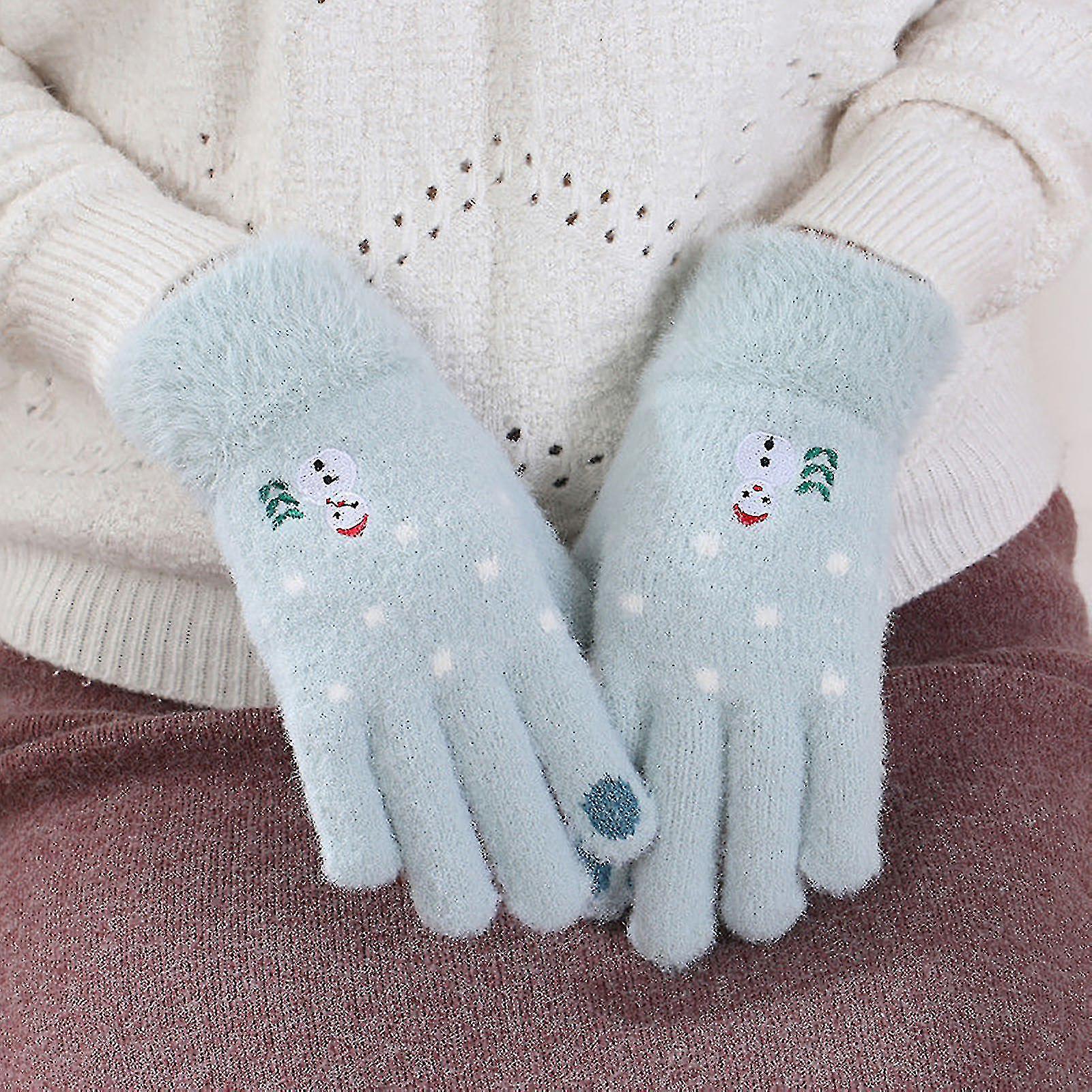 Winter Fashion Woman  Keep Warm Cashmere Lovely Love Weave Knitted Gloves