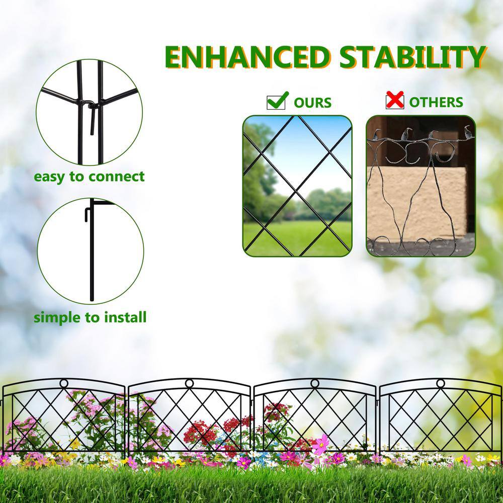 FENCY 24 in. Black Metal Decorative Outdoor Garden Border Fence HD-A-HW89007