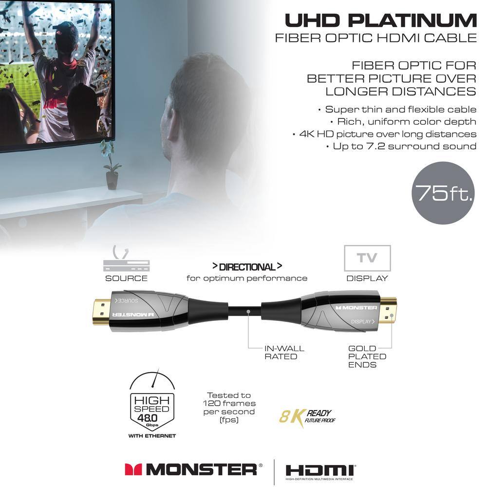 Monster 75 ft. UHD Platinum Fiber Optic HDMI Cable WHV1-1011-BLK