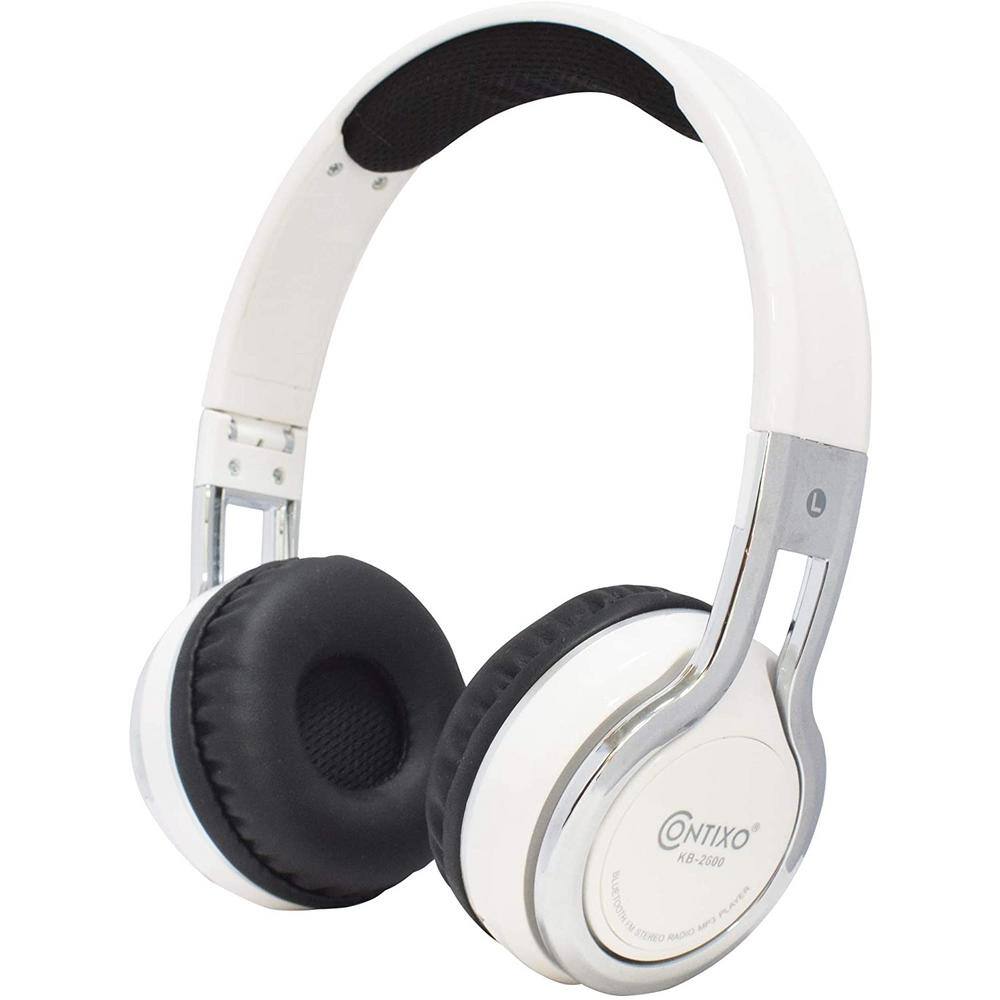 CONTIXO KB2600 Kid Safe 85db Foldable Wireless Bluetooth Headphone Built-in Microphone Micro SD Music Player (White) KB-2600 White