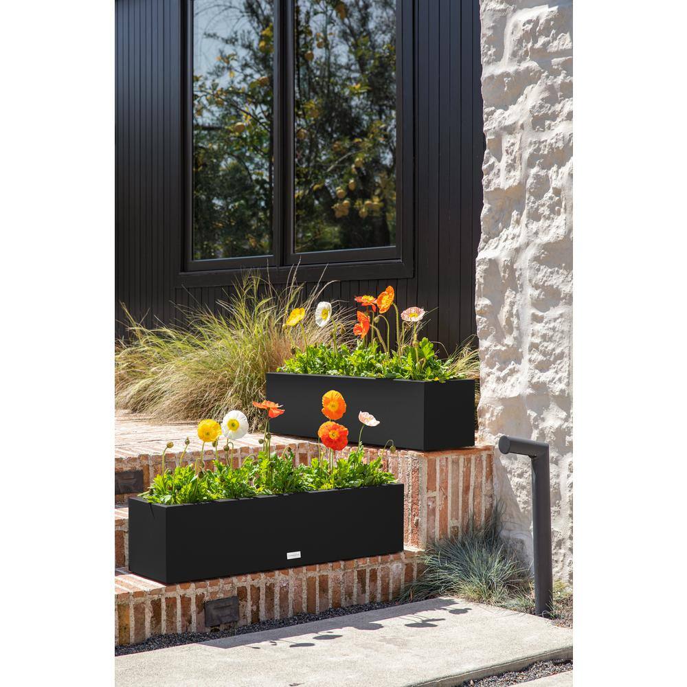 Veradek Block Series Window Box 36 in. Black Plastic Planter TRHV36B