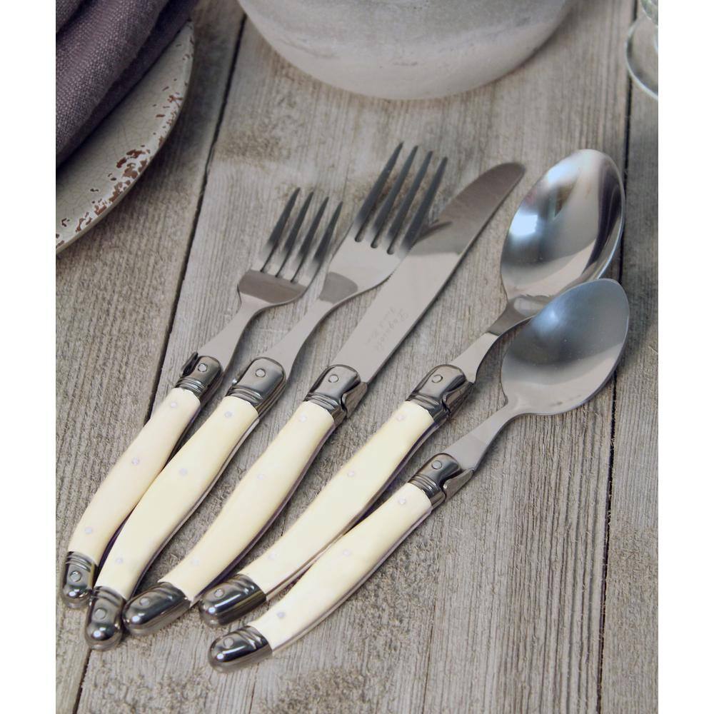 French Home Laguiole 20-Piece Stainless SteelFaux Ivory Flatware Set (Service for 4) LG120