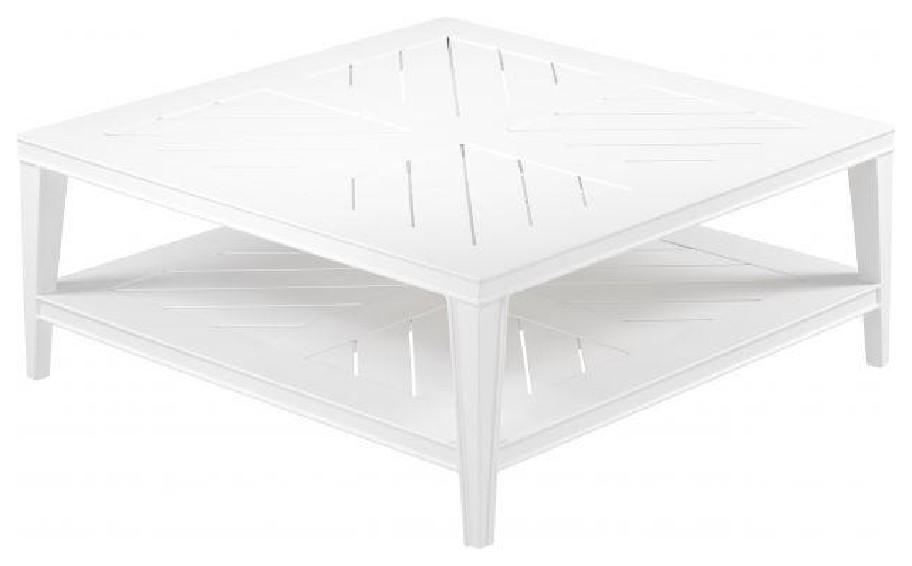 Square White Outdoor Coffee Table  Eichholtz Bell Rive   Beach Style   Outdoor Coffee Tables   by Oroa   Eichholtz Furniture  Houzz