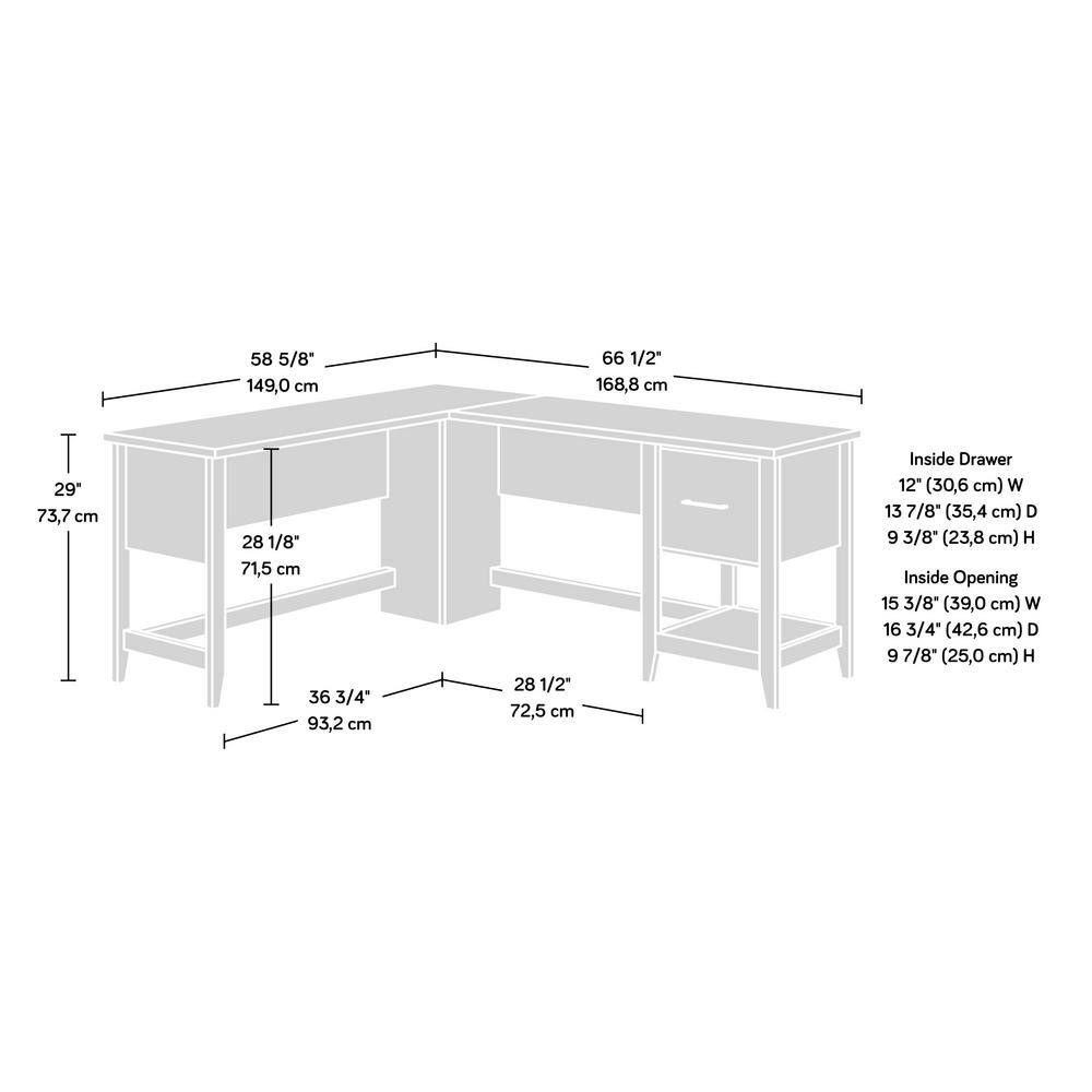 SAUDER 59 in. L-Shaped Laurel Oak 1 Drawer Computer Desk with File Storage 425014