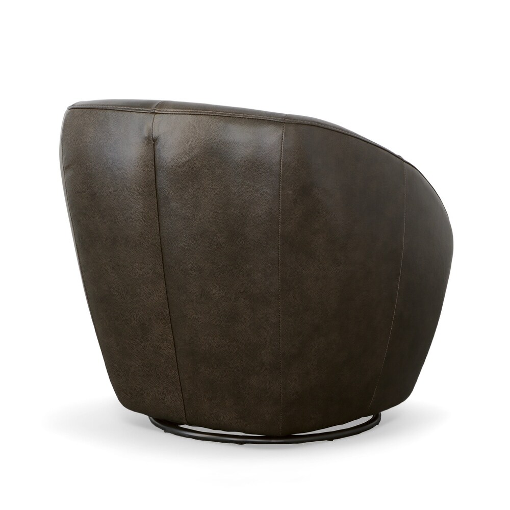 Homestyles Wade Brown Leather Swivel Chair   30\