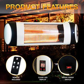 EdenBranch Wall Mounted Carbon Fiber Patio Heater with Remote Control 1500-Watt 141018