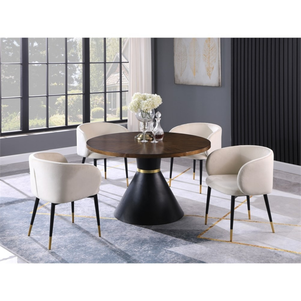 Hemingway Velvet Upholstered Side Chair in Cream   Dining Chairs   by Homesquare  Houzz