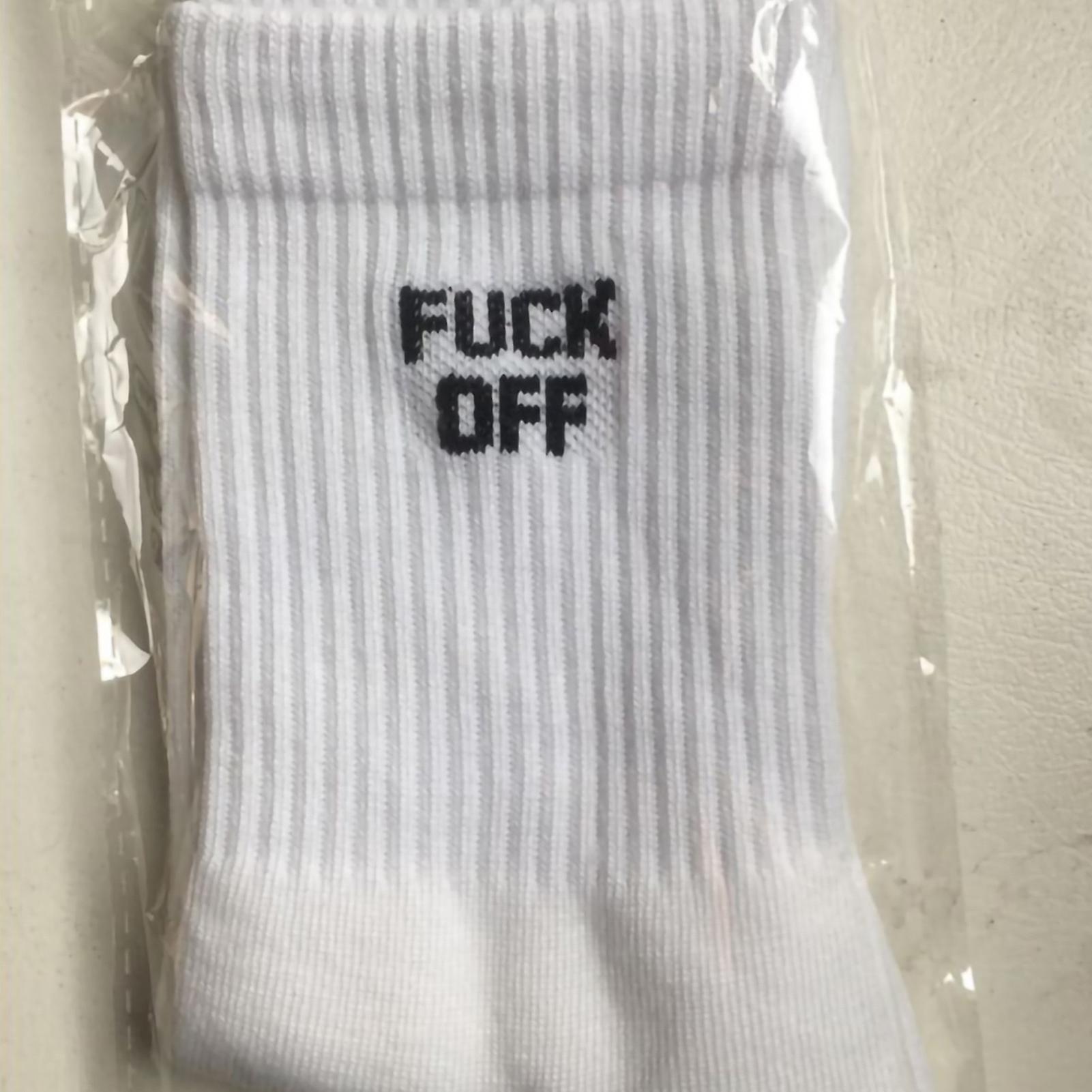 Unisex Running Socks Soft Polyester Funny Letters Printed Sport Socks For Summer Autumnfuck Off