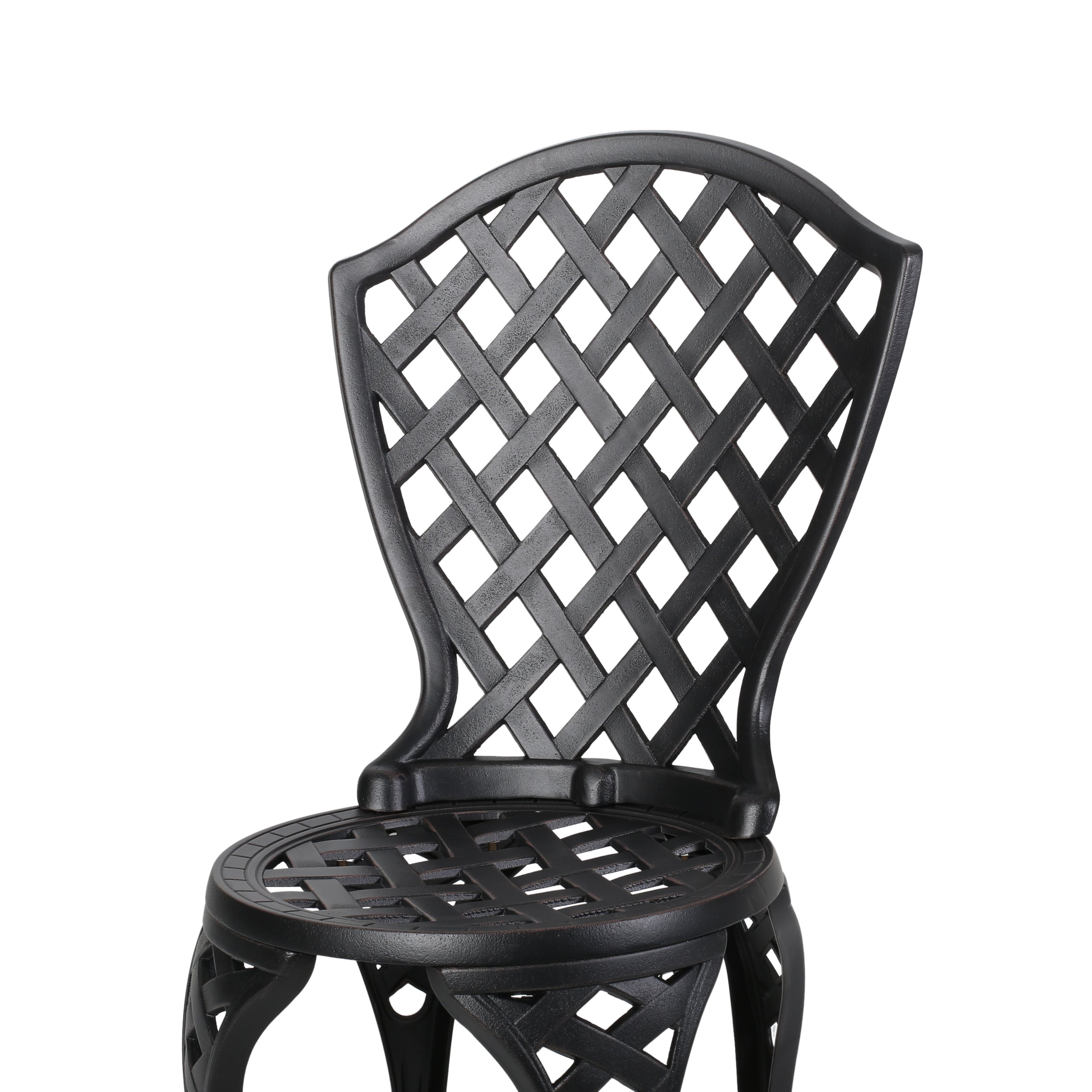 Lyon Traditional Outdoor 3-Piece Black with Bronze Cast Aluminum Bistro Set