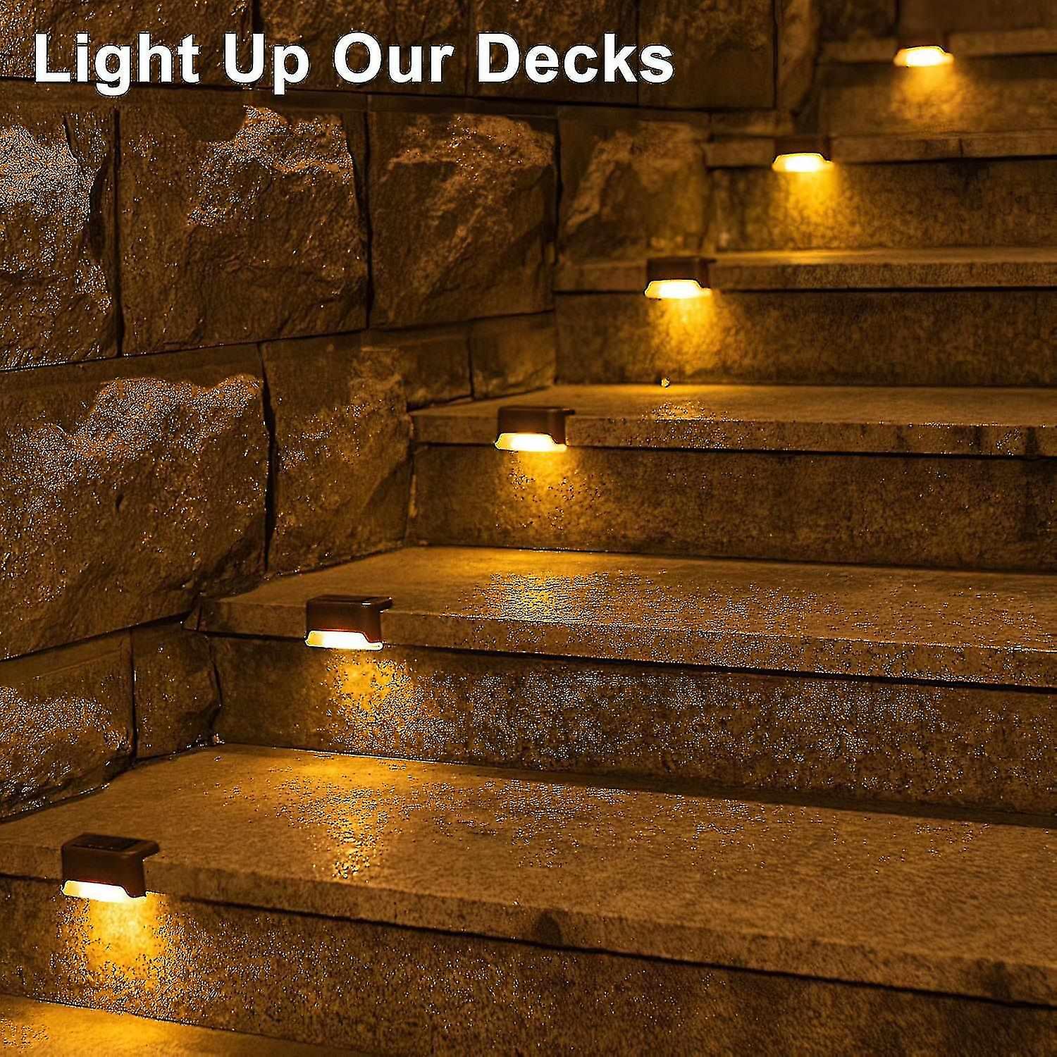 8pcs Solar Deck Lights， Solar Step Lights Waterproof Led Solar Lights For Outdoor Stairs， Step ， Fen