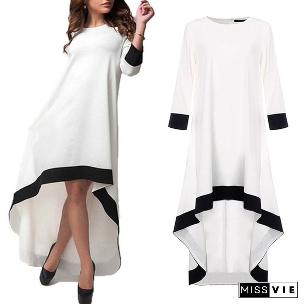 Women's Fashion Summer 3/4 Sleeve Round Neck Dress Plus Size Evening Party Dress