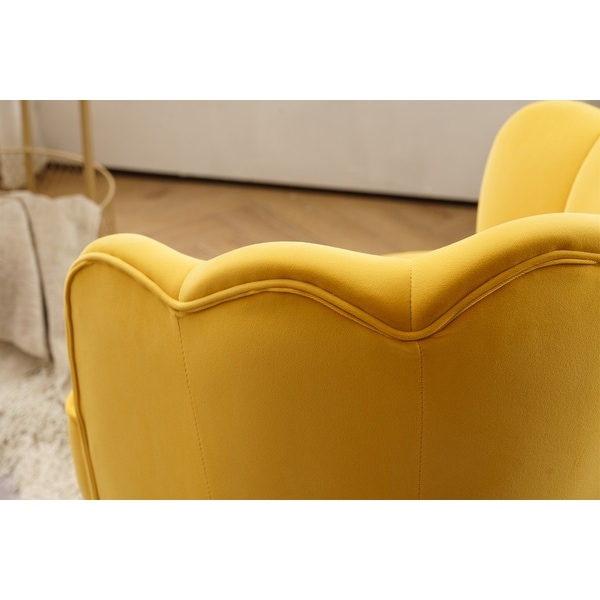 Shell shape velvet fabric Armchair accent chair with gold legs for living room and bedroom