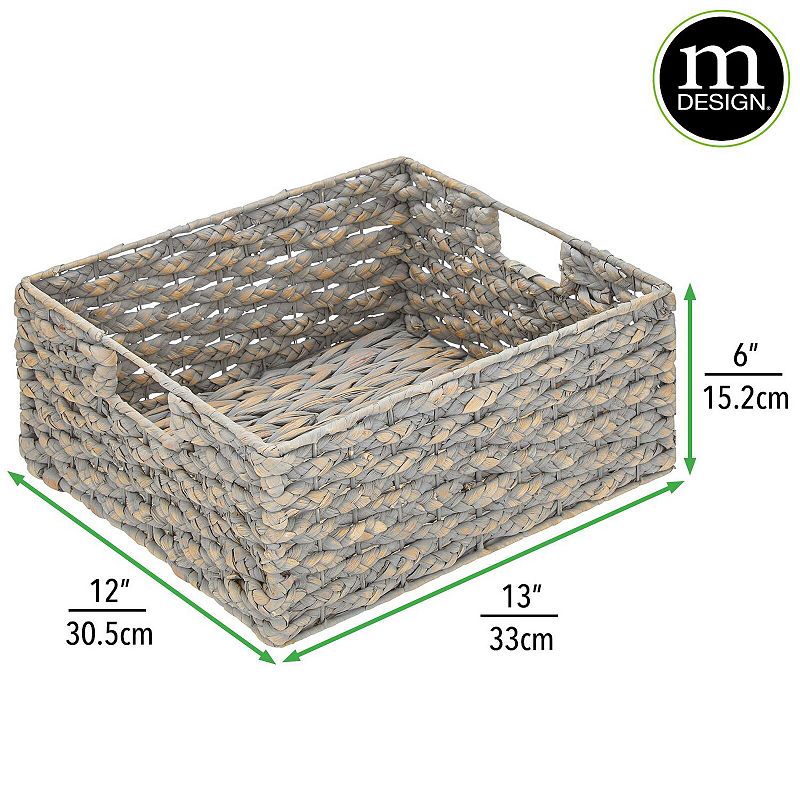 mDesign 12 x 13 x 6 Water Hyacinth Braided Weave Pantry Basket - 6 Pack