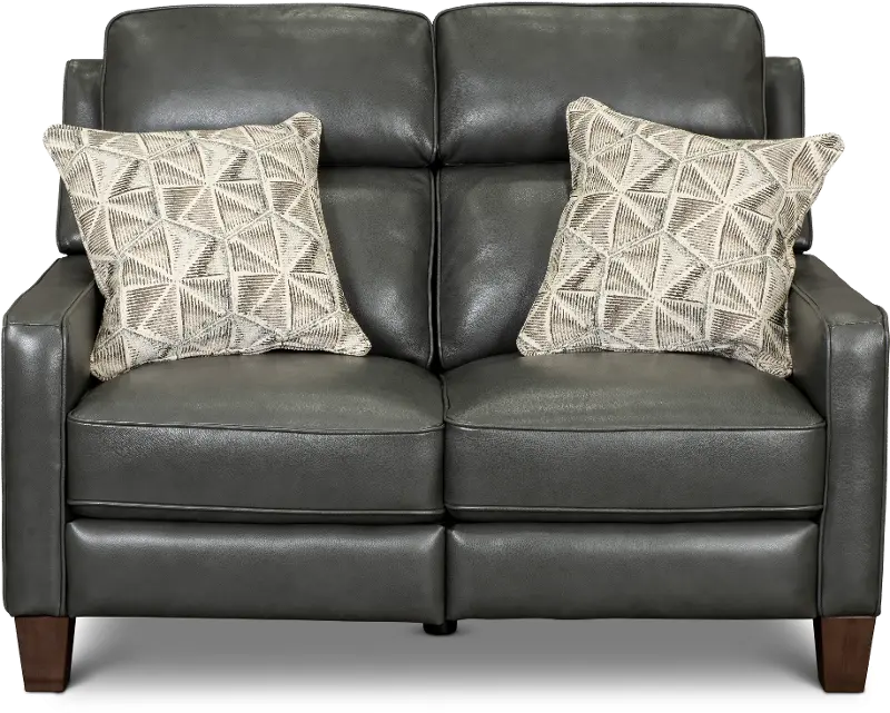 Madrid Smoke Dark Gray Leather Power Reclining Loveseat