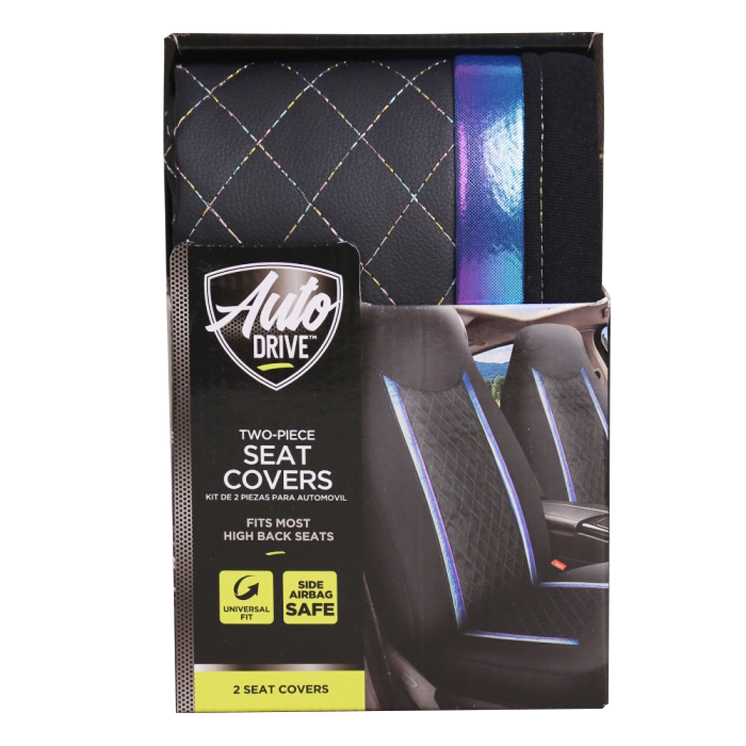 Auto Drive 2 Piece Universal Car Seat Covers Metallic Chameleon， 43250WDI