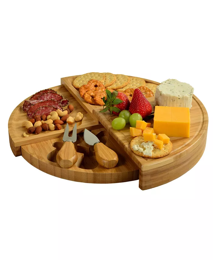 Picnic At Ascot Florence Multilevel Transforming Bamboo Cheese Board with Tools