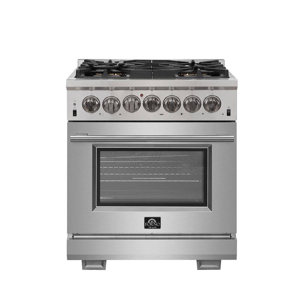 Forno Capriasca 30 in. 4.32 cu. ft. Gas Range with 5 Gas Burners and Electric 240-Volt Oven in Stainless Steel FFSGS6187-30