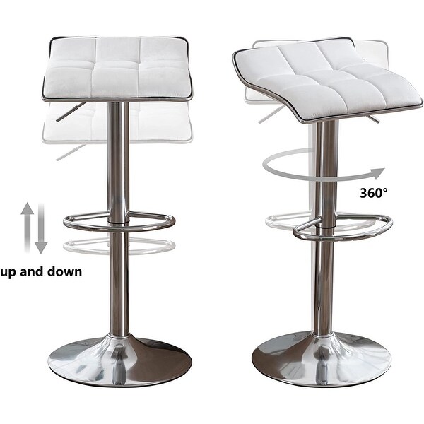 Bar Stools Set of 2 Square Backless Adjustable Tall Stools Pu Leather