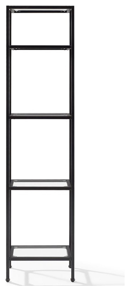 Bowery Hill 4 Shelf Narrow Glass Etagere Bookcase in Oil Rubbed Bronze   Transitional   Bookcases   by Homesquare  Houzz