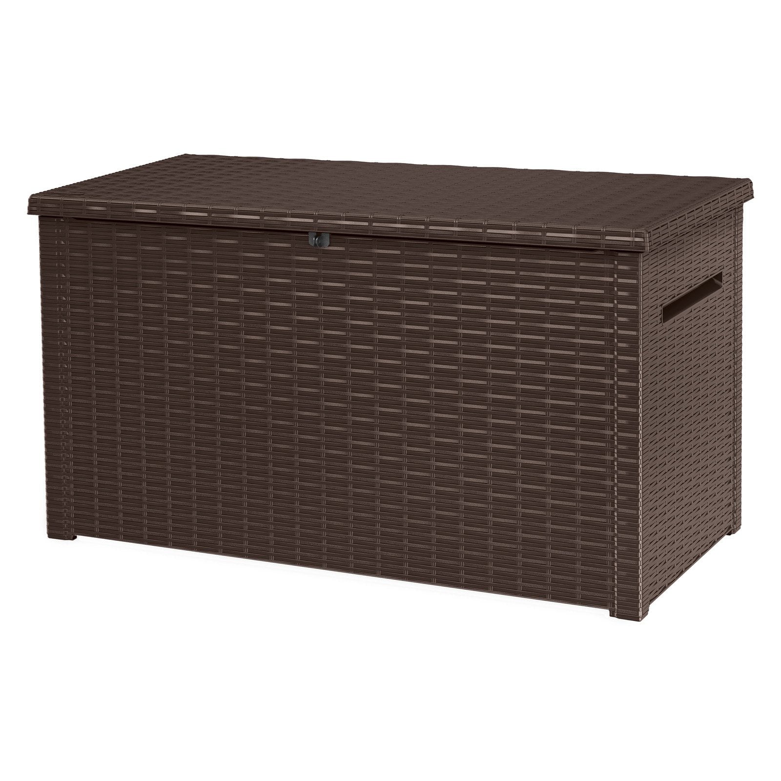 Keter Java Extra Large Rattan Style 230 Gallon Plastic, Resin and Wicker Deck Box, Espresso Brown