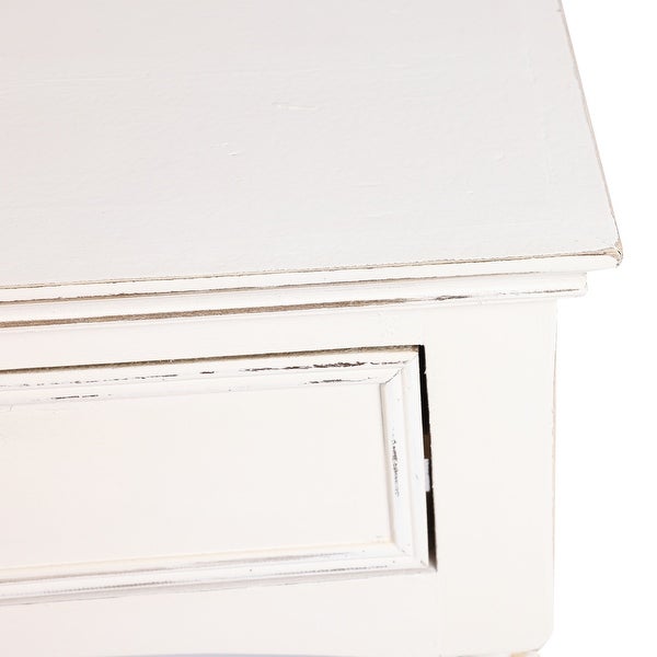 Distressed White Wood 2-Drawer 1-Shelf Console and Entry Table