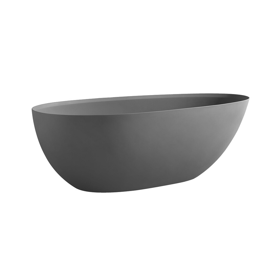 67 in. W Solid Surface Freestanding Flatbottom Soaking Bathtub