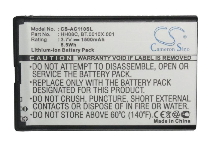 Acer beTouch E110 Replacement Battery BatteryClerkcom Mobile Phone