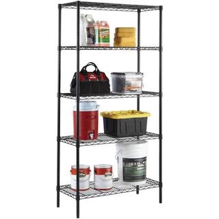 HDX 5-Tier Steel Wire Shelving Unit in Black (36 in. W x 72 in. H x 16 in. D) 21656PS-YOW