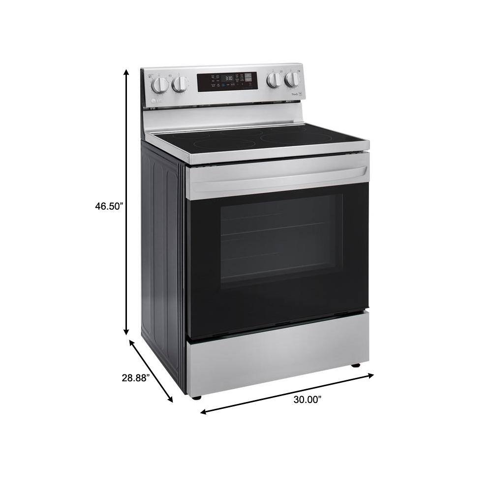 LG 30 in. 6.3 cu. ft. Smart Wi-Fi Enabled Fan Convection Electric Range Oven with AirFry and EasyClean in. Stainless Steel LREL6323S