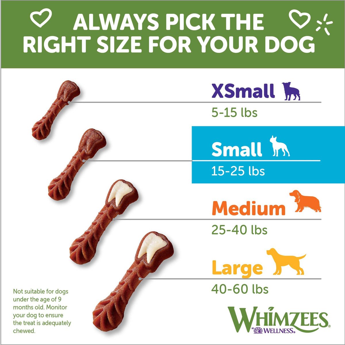 WHIMZEES Brushzees Daily Grain-Free Small Dental Dog Treats， 14 count