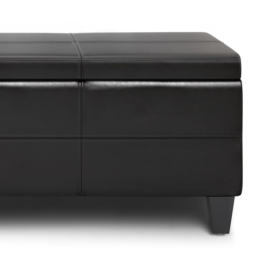 WYNDENHALL Halsey 48 inch Wide Contemporary Rectangle Ottoman Bench in Faux Leather