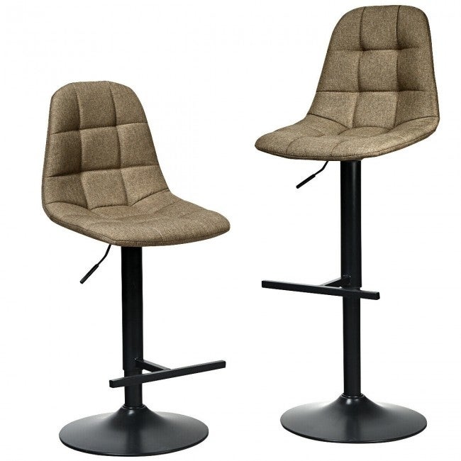 2Pcs Adjustable Bar Stools Swivel Counter Height Linen Chairs - 17.5