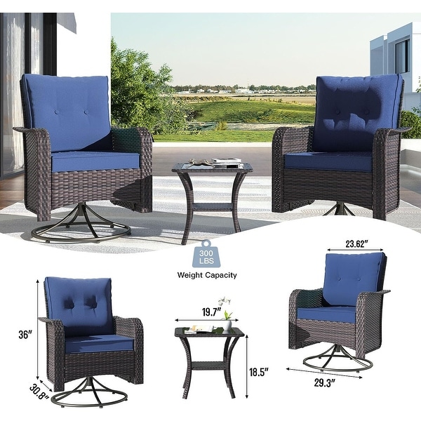 Kullavik 3 Pieces Patio Furniture Set，Outdoor Swivel Rocking Chairs