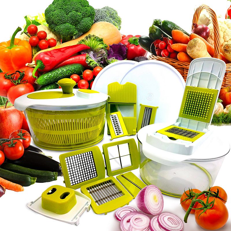 MegaChef 10-in-1 Salad Spinning Slicer， Dicer and Chopper